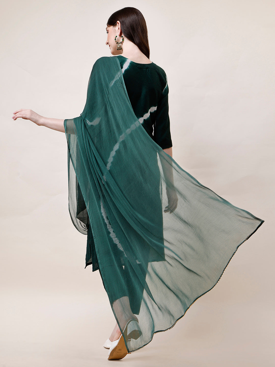 Embroidered And Leheriya Printed Kurta With Pant And Dupatta Set, Multicolor - Hiral Fashion