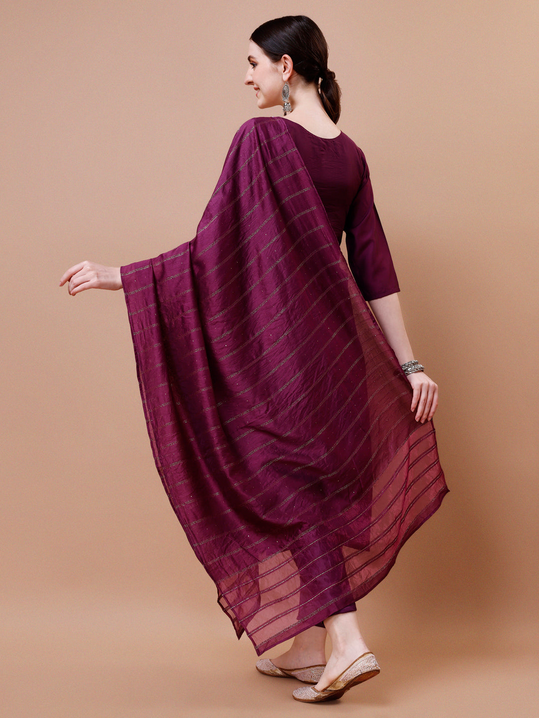 Placement Hand Embroidered Kurta With Pant & Dupatta Set, Multicolor - Hiral Fashion