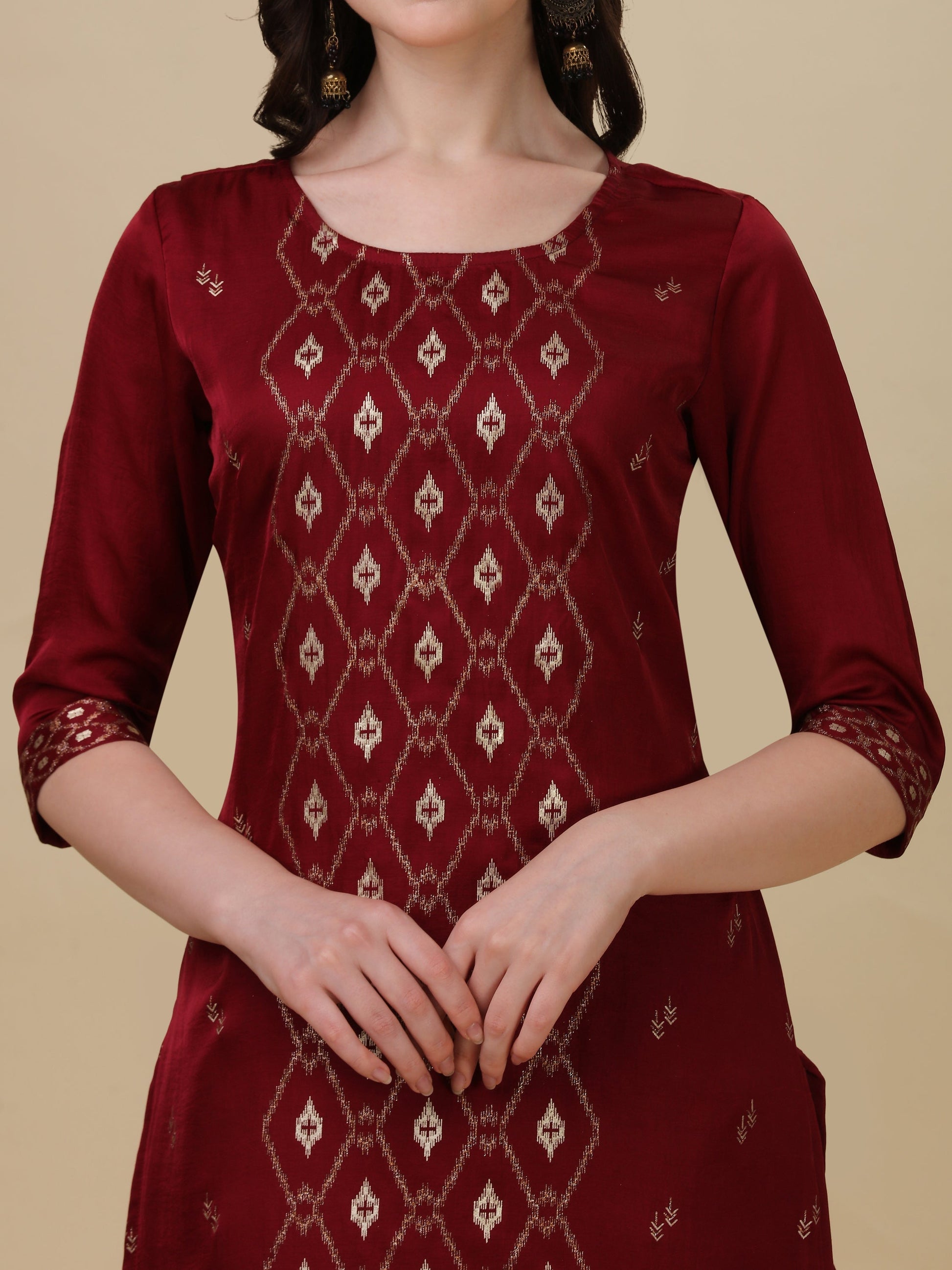 Foil Printed Kurta With Pant And Dupatta Set, Multicolor - Hiral Fashion