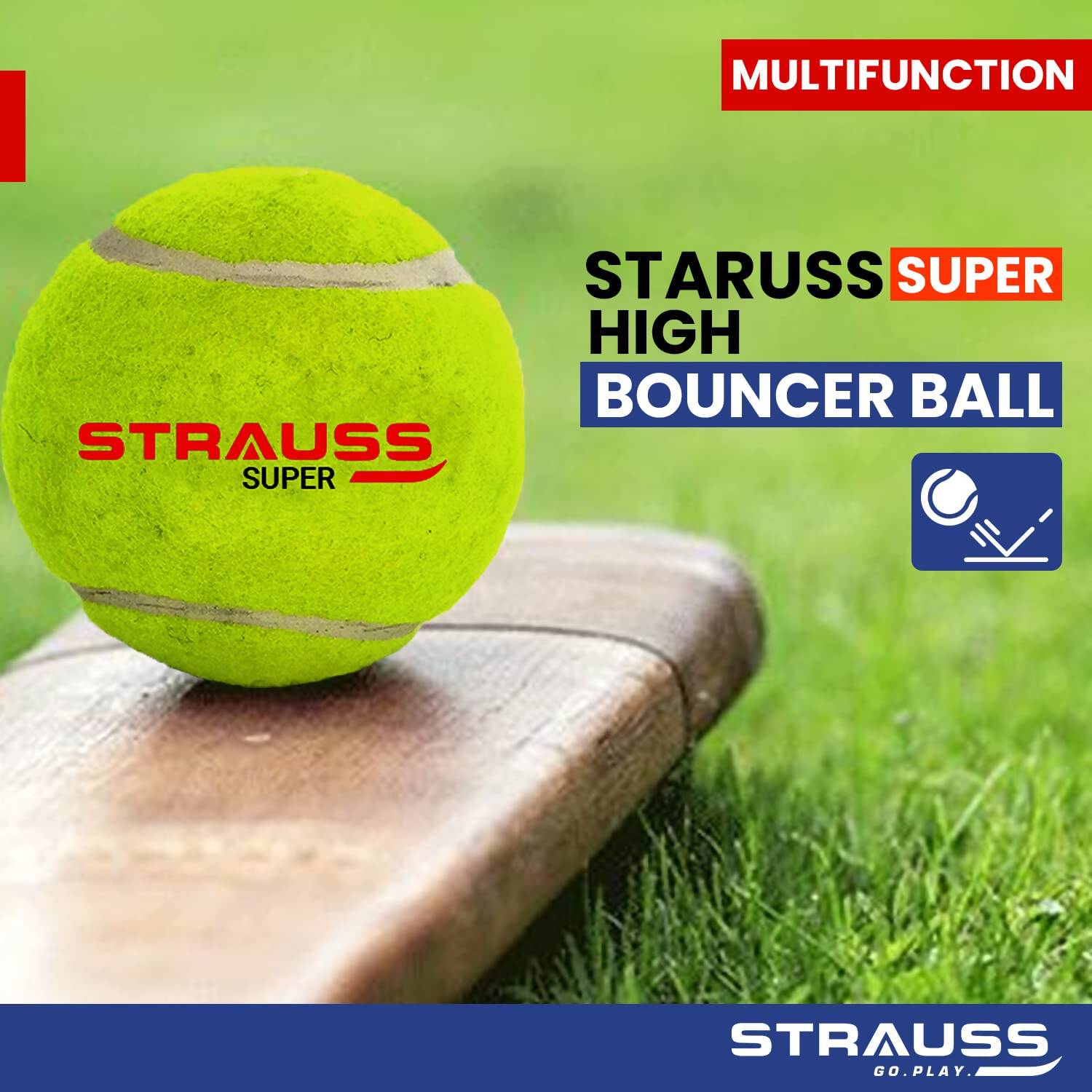 Strauss Cricket Tennis Balls - Yellow (Pack of 6) 