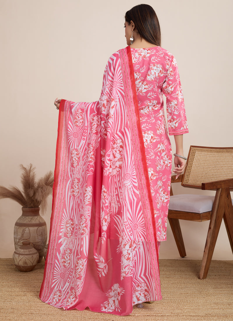 Prazu Fashion Light Pink Printed Cotton Blend Festival Wear Salwar Suit