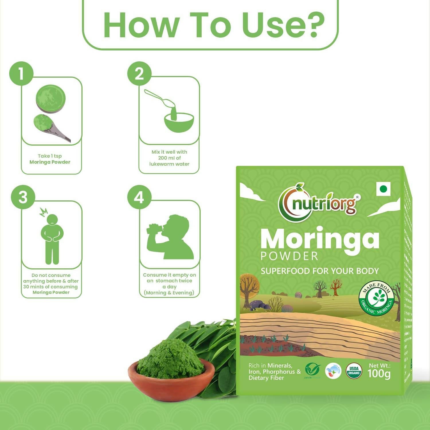 Nutriorg Certified Organic Moringa Powder 