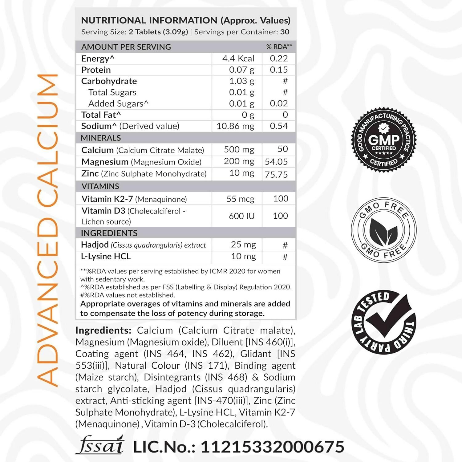 As-It-Is Atom Advance Calcium With Hadjod Ext Veg Tablets 