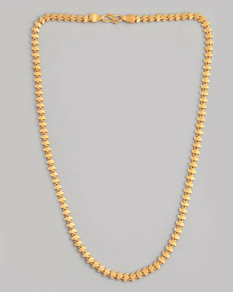 VOJ Gold-Polished Designer Leaf Shaped Chain For Men 