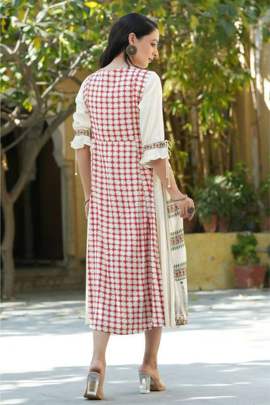 Juniper Women Ivory Rayon Printed A-Line Dress - Grab2buy