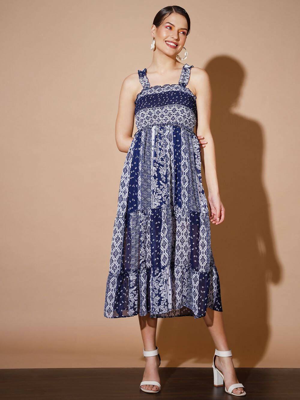 Myshka Women Blue Geometric Dresses