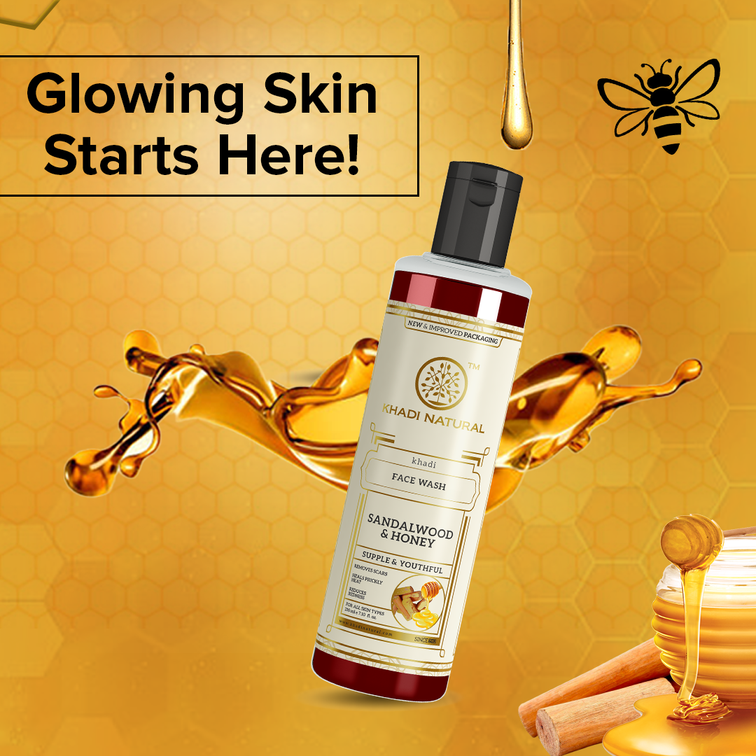 Khadi Natural Sandalwood & Honey Face Wash Combo Pack Of 2 - 210ml Each - Sale 