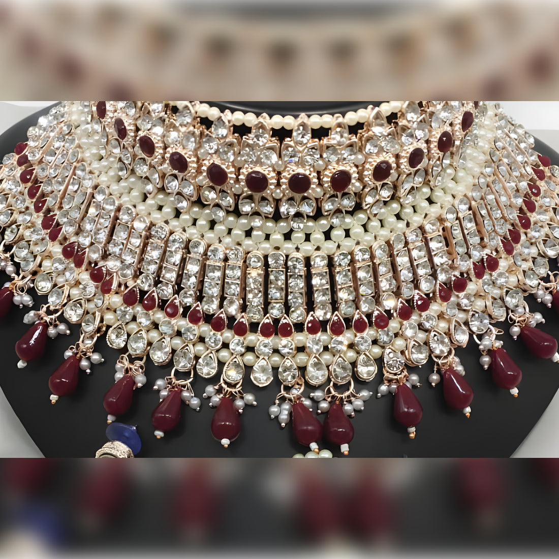 Jewel City Traditional Temple Lakshmi Long Necklace Set with Pearl Drops - Antique Gold South Indian Wedding Jewelry with Matching Earrings | Grab2Buy