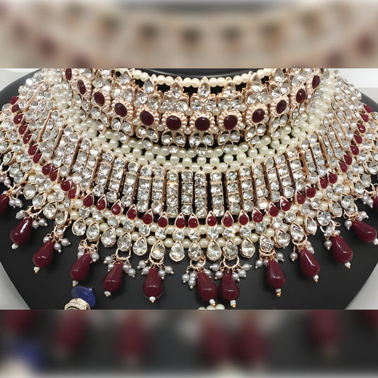 Jewel City Traditional Temple Lakshmi Long Necklace Set with Pearl Drops - Antique Gold South Indian Wedding Jewelry with Matching Earrings | Grab2Buy