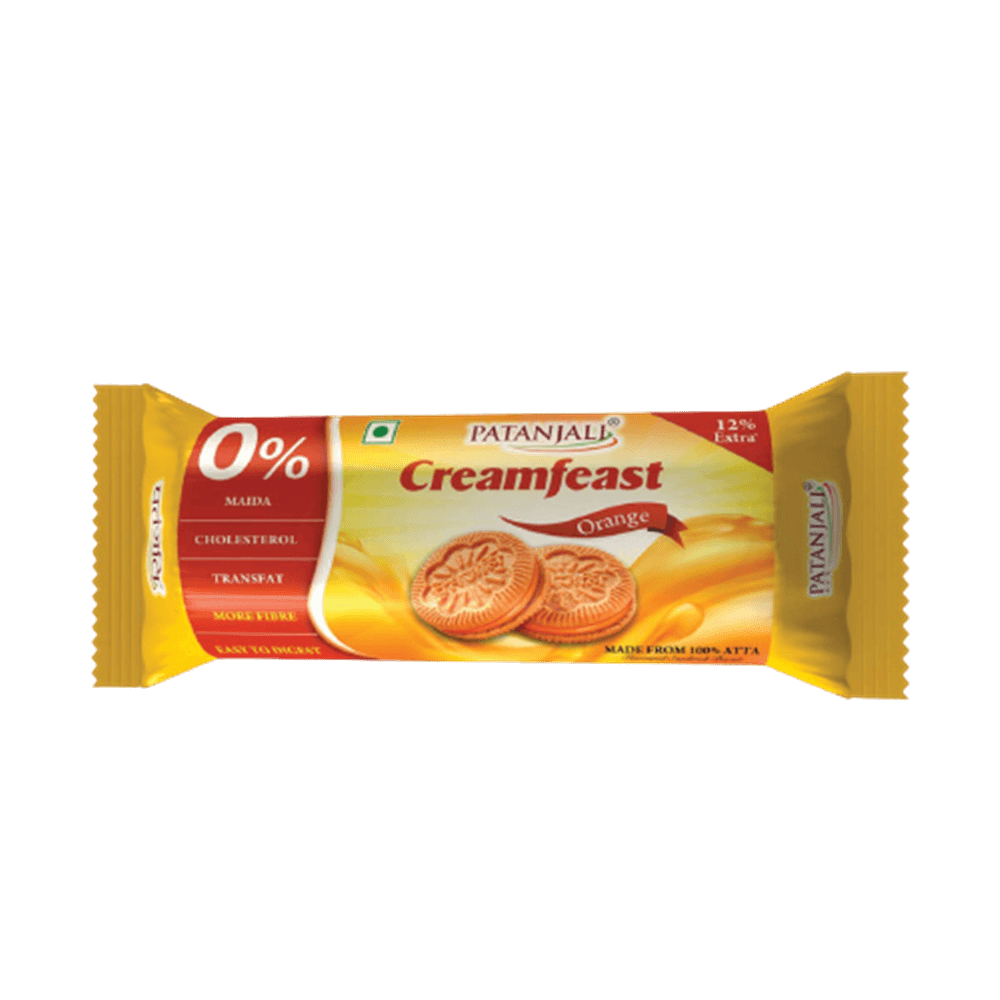Patanjali Cream Feast Orange Biscuits (Pack of 10) 