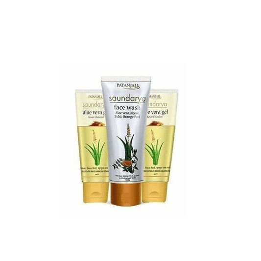 Patanjali Saundarya Face Wash(100 GM-1) & Aloe Vera Kesar Chandan Combo Pack( 60 GM x 2) - Grab2buy