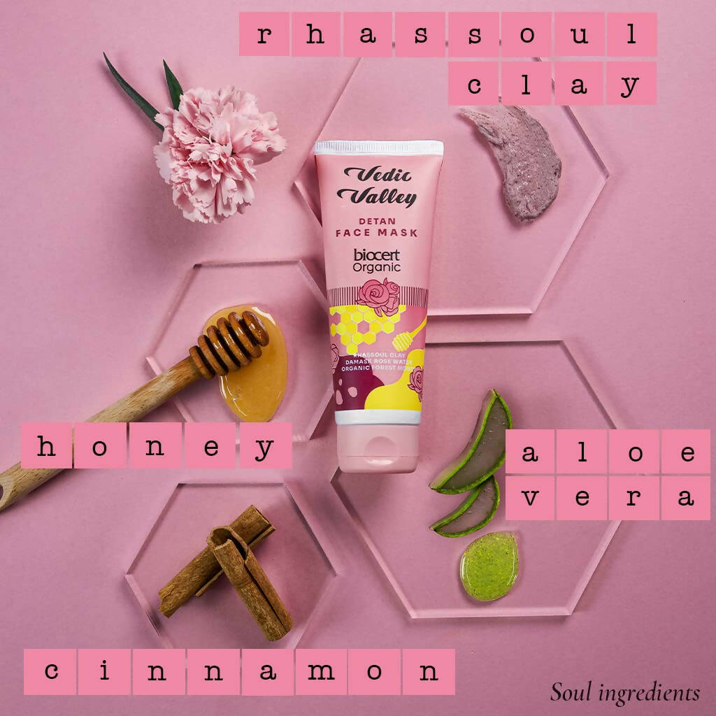 Vedic Valley Detan Face Mask With Rhassoul Clay & Damask Rose Water  Grab2Buy Vedic Valley Grab2Buy