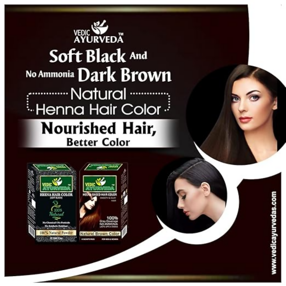 VedicAyurveda Natural Soft Black & Natural No Ammonia Dark Brown Henna Hair Color Powder  Grab2Buy VedicAyurveda Grab2Buy