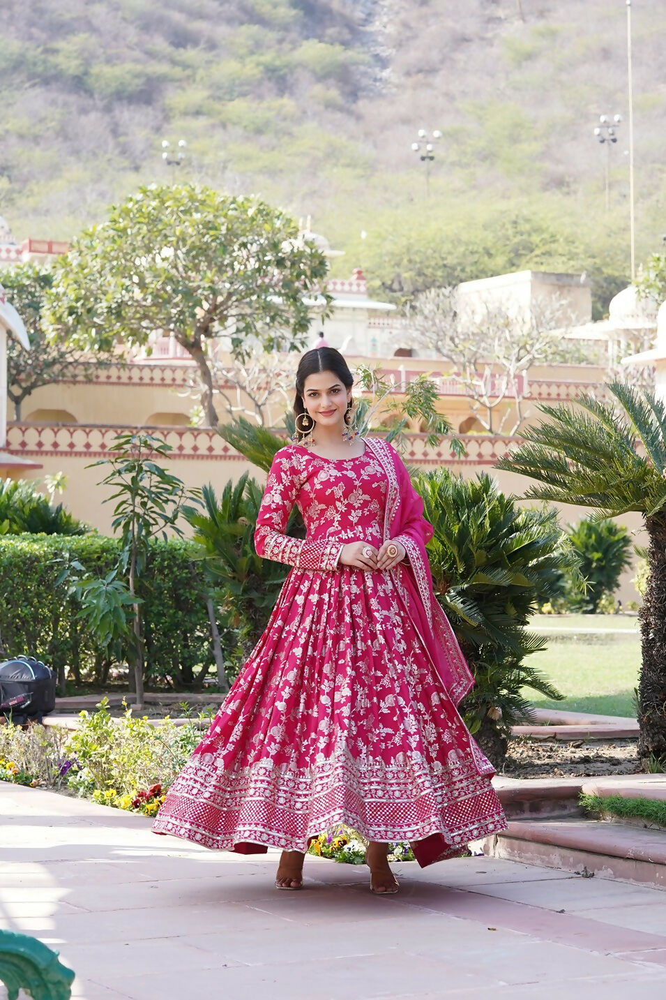 Joban Fashion Pink Viscose Jacquard Sequence Embroidery Work Kurta Set