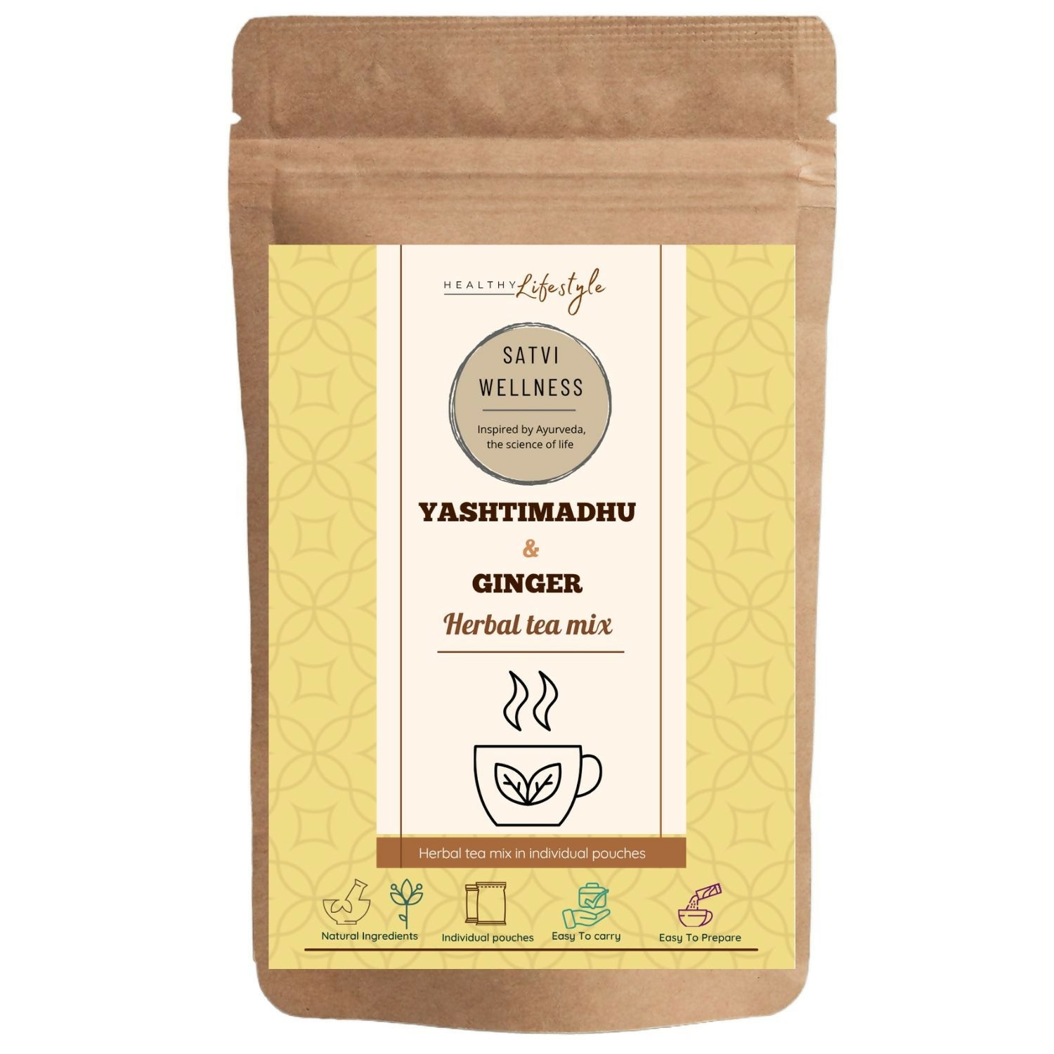 Satvi Wellness Yeshtimadhu Ginger Herbal Infusion Mix In Indvidual Packets | Herbal Tea Sachet