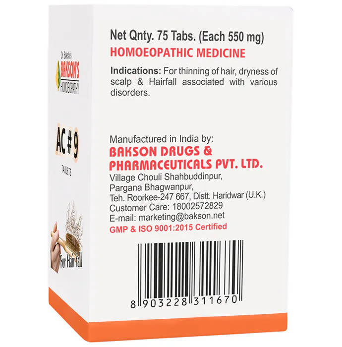 Bakson's Homeopathy AC#9 Tablets - Grab2buy