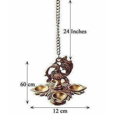 Peacock Hanging Diya With Chain - Grab2buy