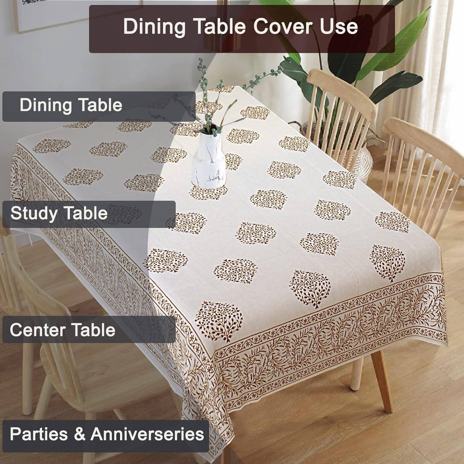 Urbano Homz Table Cloth for 6 Seater Dining Table - Cream  Grab2Buy Generic Grab2Buy