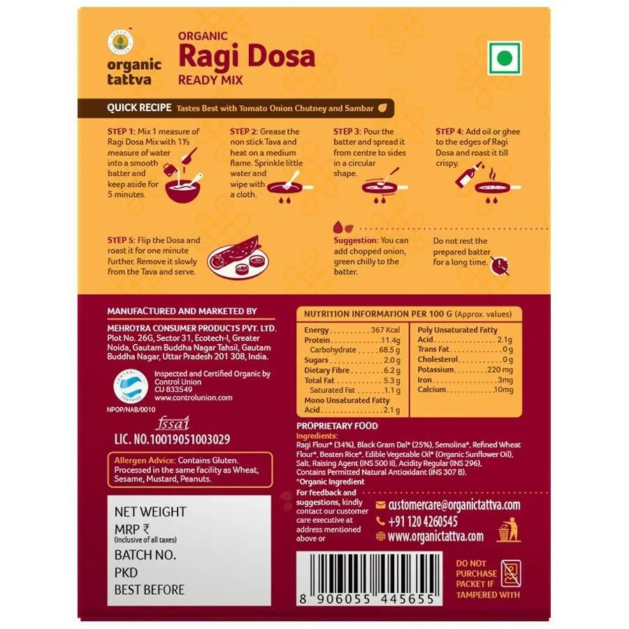 Organic Tattva Ragi Dosa Ready Mix