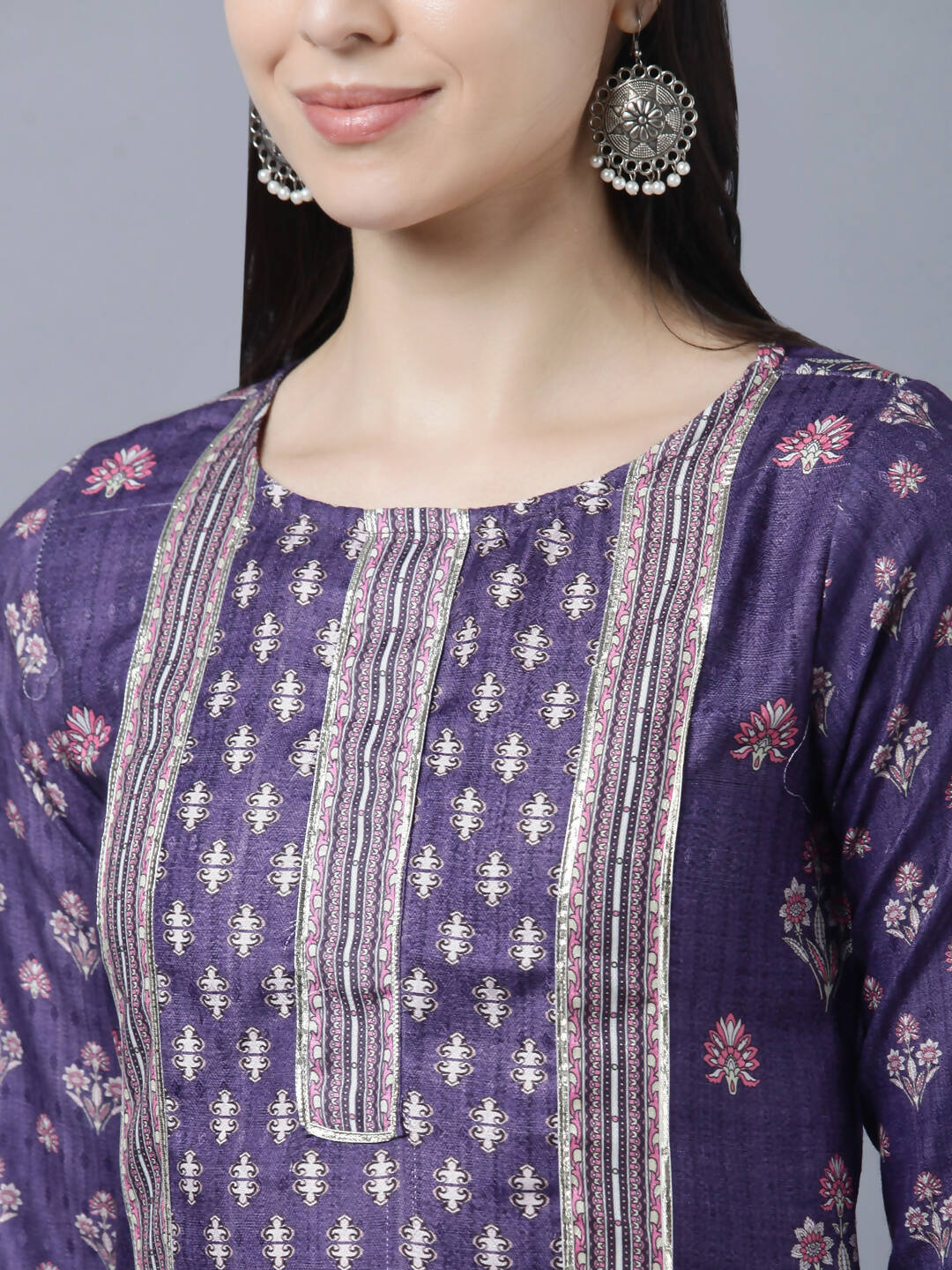Myshka Women Purple Ethnic Motifs Printed Kurta