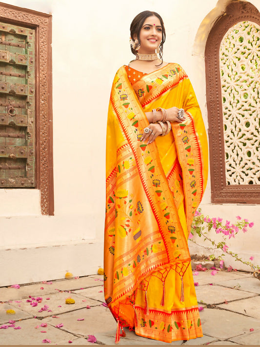 Shree Shyam Fashion Silk Blend Yellow Saree