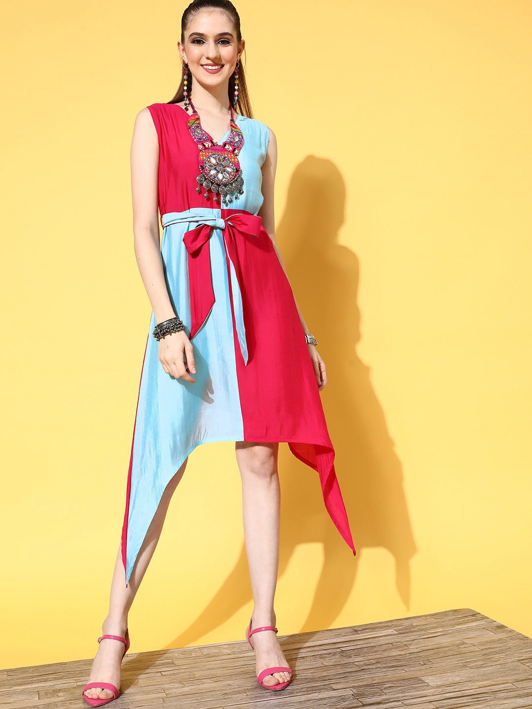 Yufta Pink Fit & Flare Dress  Grab2Buy Yufta Grab2Buy