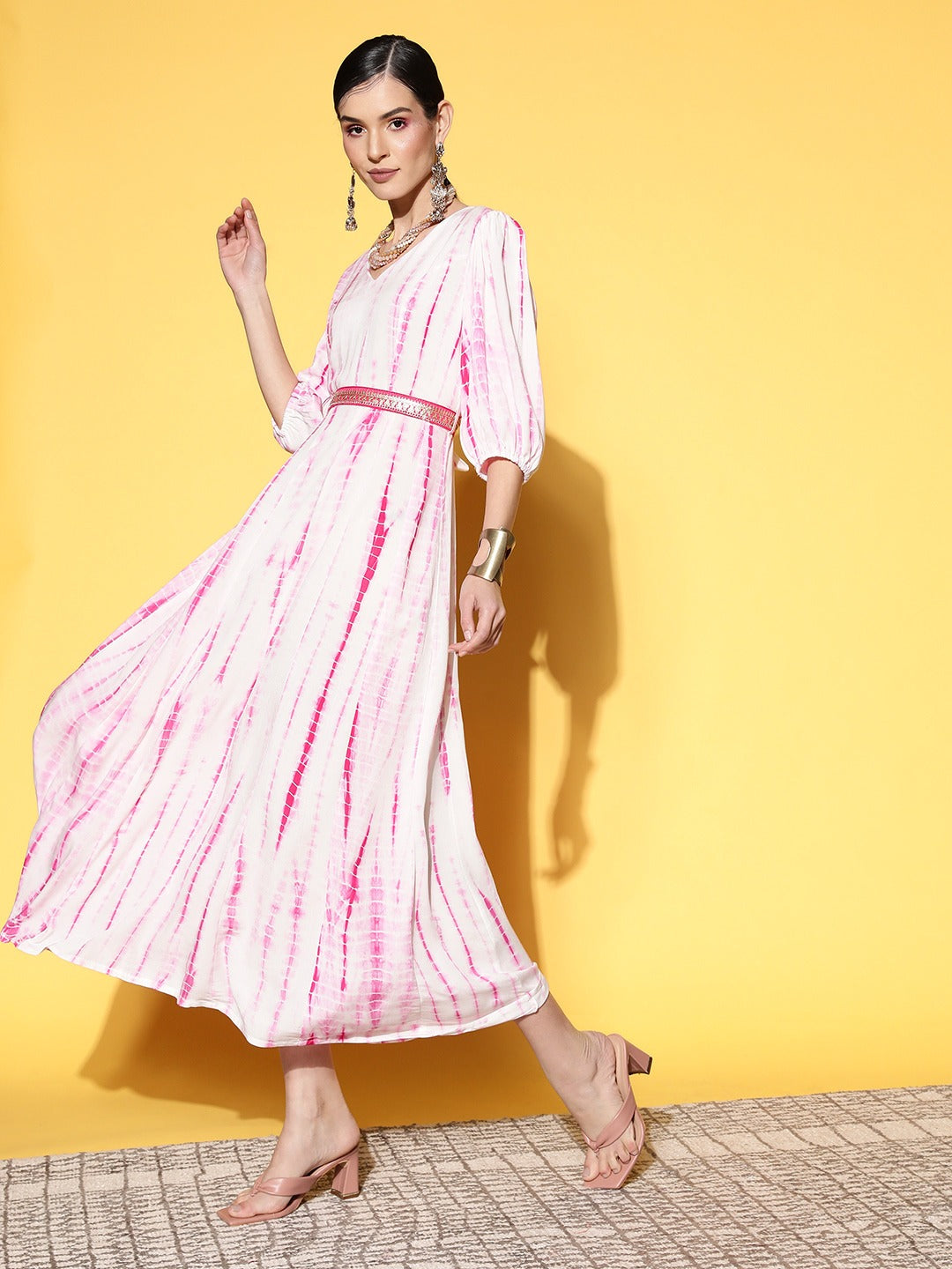 Yufta Pink Midi Dress  Grab2Buy Yufta Grab2Buy
