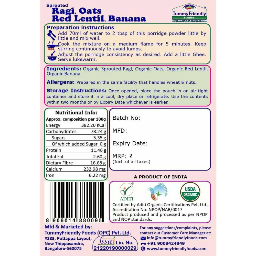 TummyFriendly Foods Certified Stage3 Porridge Mixes Trial Packs - Ragi, Sathu Maavu, MultiGrain for 8 Months Old Baby  Grab2Buy TummyFriendly Foods Grab2Buy