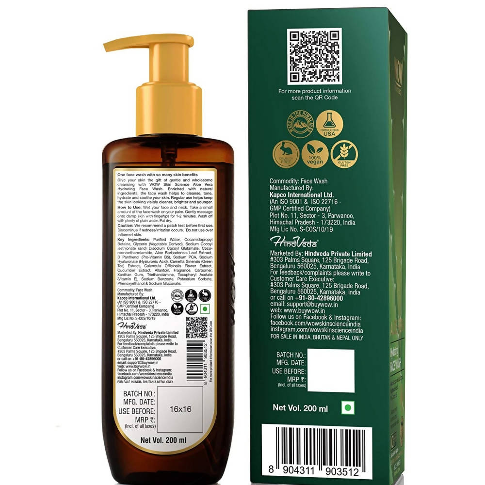 Wow Skin Science Aloe Vera Hydrating Face Wash  Grab2Buy Wow Skin Science Grab2Buy