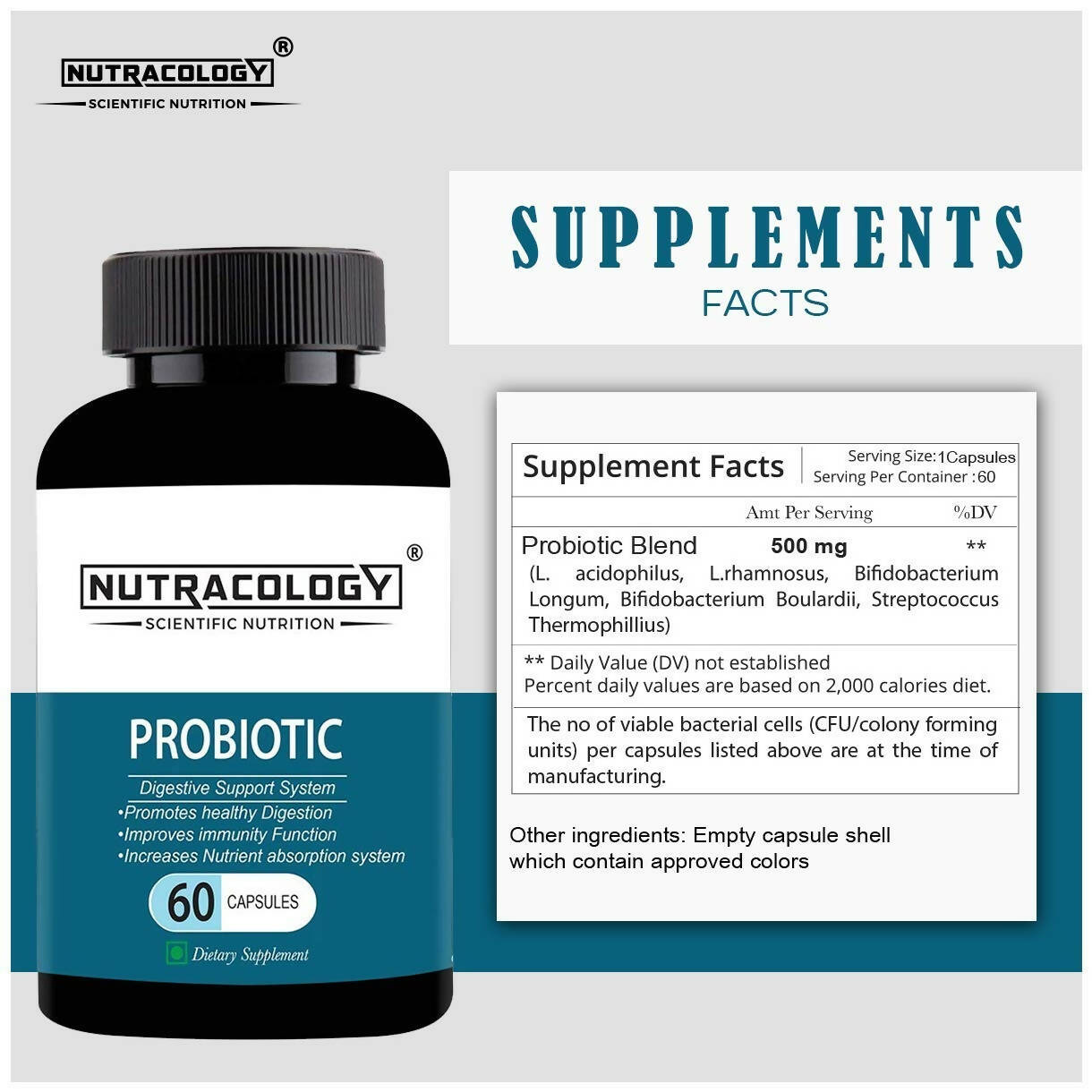 Nutracology Probiotics Supplement For Digestion Immunity And Overall Gut Health Capsules - Grab2buy
