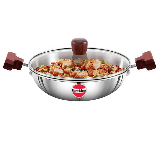 Hawkins Tri-Ply Stainless Steel Deep-Fry Pan with Glass Lid Silver (SSD15G) | Grab2Buy