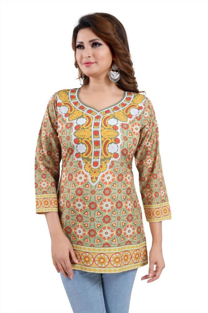 Snehal Creations Faux Crepe Printed Tunic Top