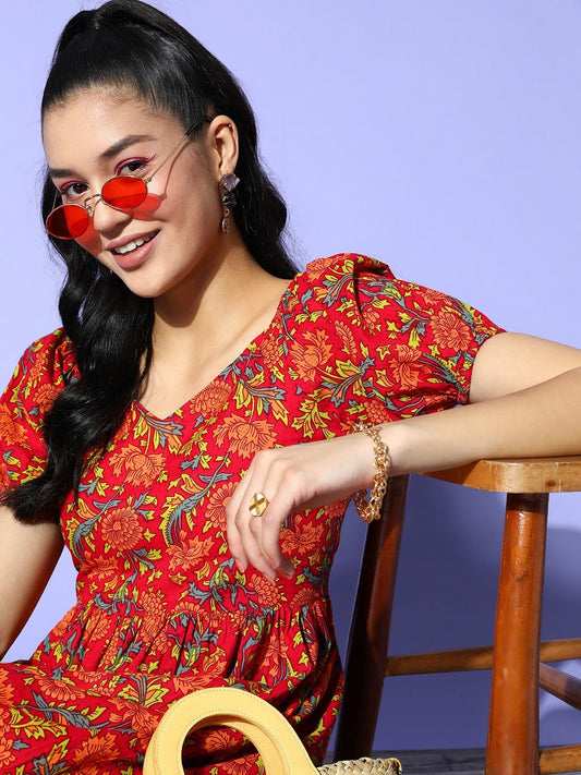Yufta Printed A-Line Dress  Grab2Buy Yufta Grab2Buy