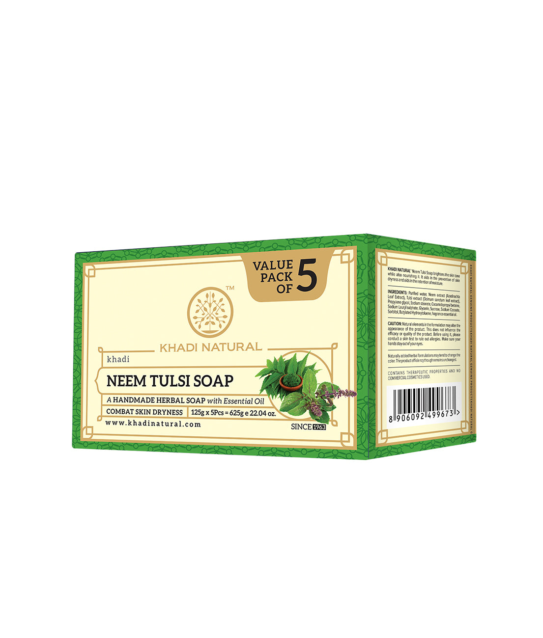 Khadi Natural Herbal Neem Tulsi Soap Combo Pack Of 5 – 125gm Each 