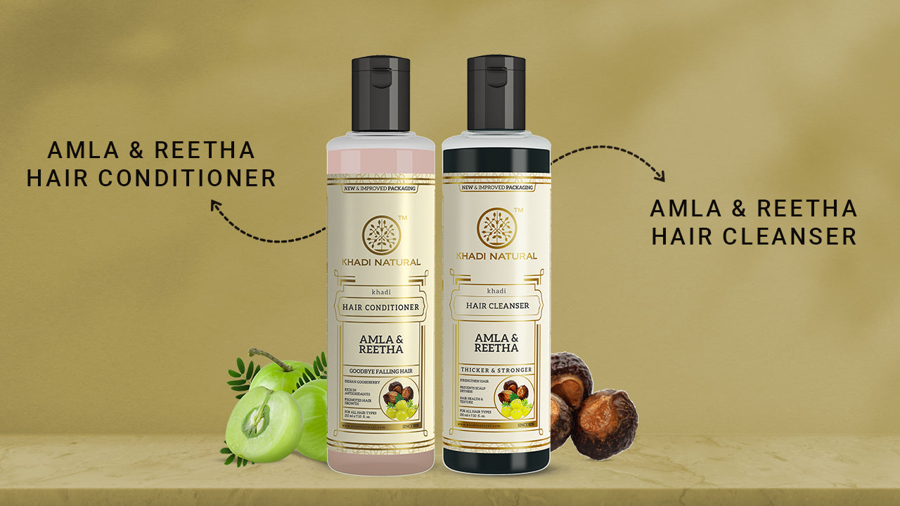 Khadi Natural Amla & Reetha Hair Cleanser & Conditioner Combo – Pack of 2 - 210ml Each 