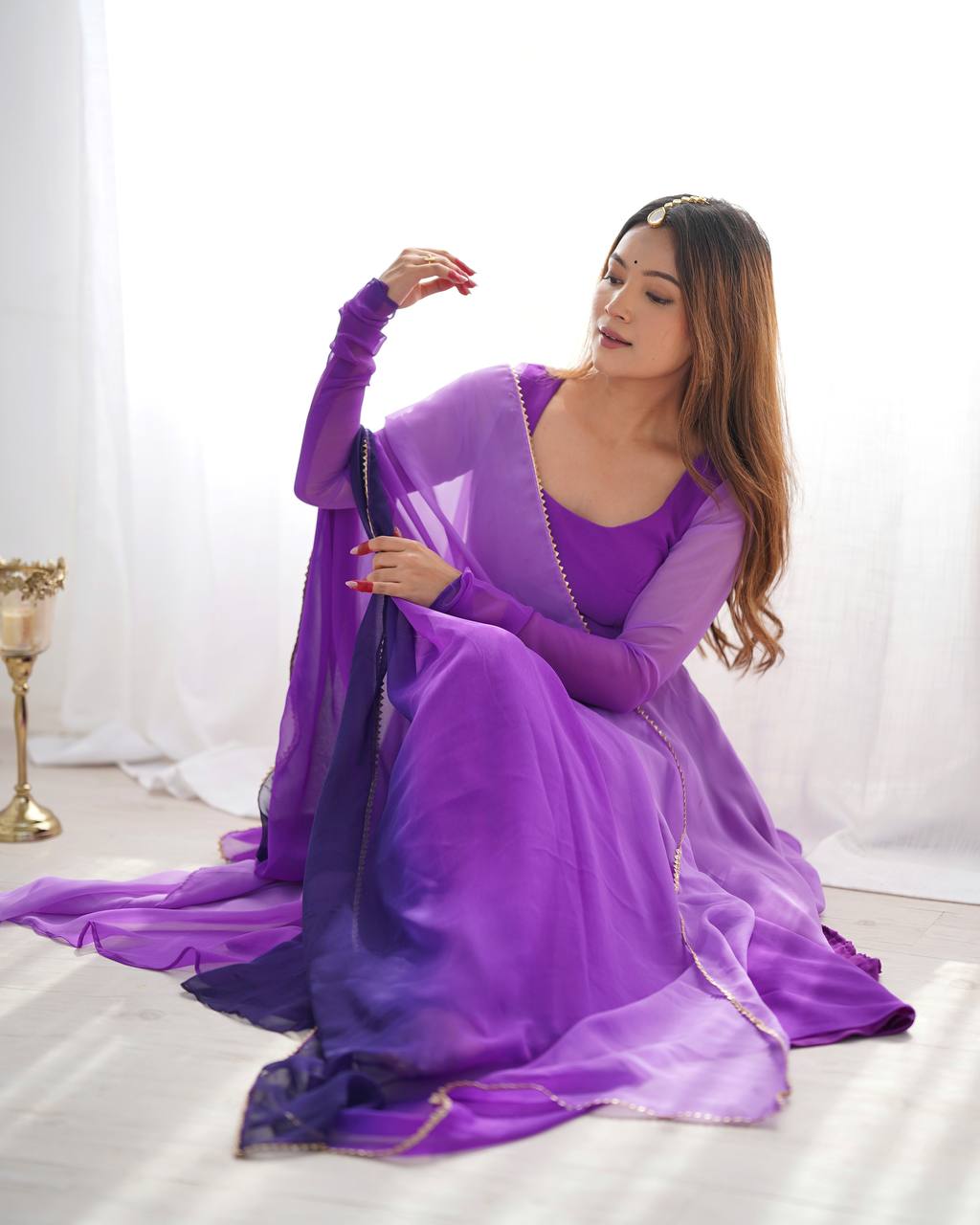 Evanik Purple Pure Soft Georgette Colorful Padding Anarkali Suit