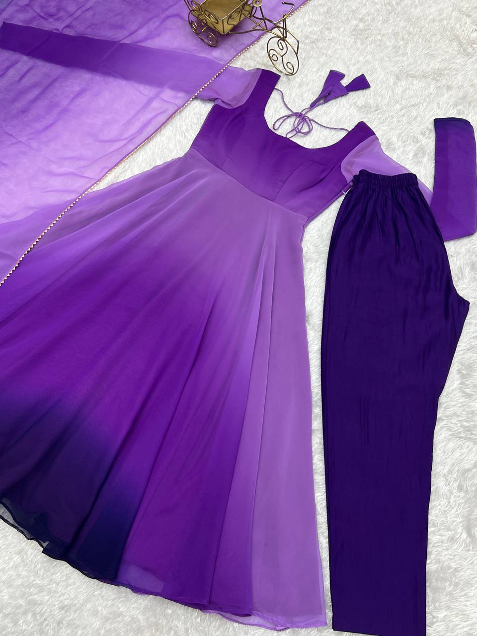 Evanik Purple Pure Soft Georgette Colorful Padding Anarkali Suit