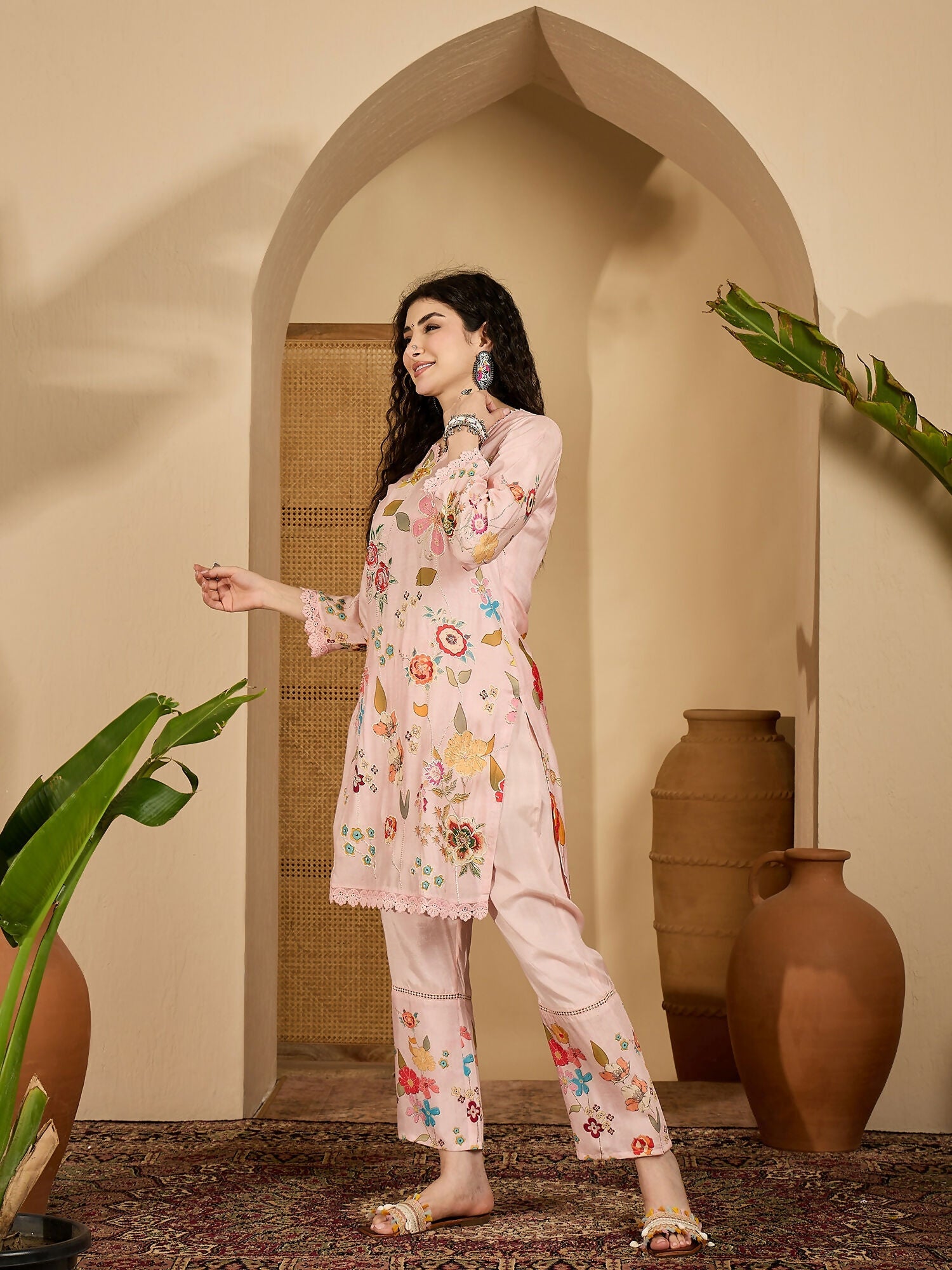 Joban Fashion Printed Pink Pure Cotton Cord Set