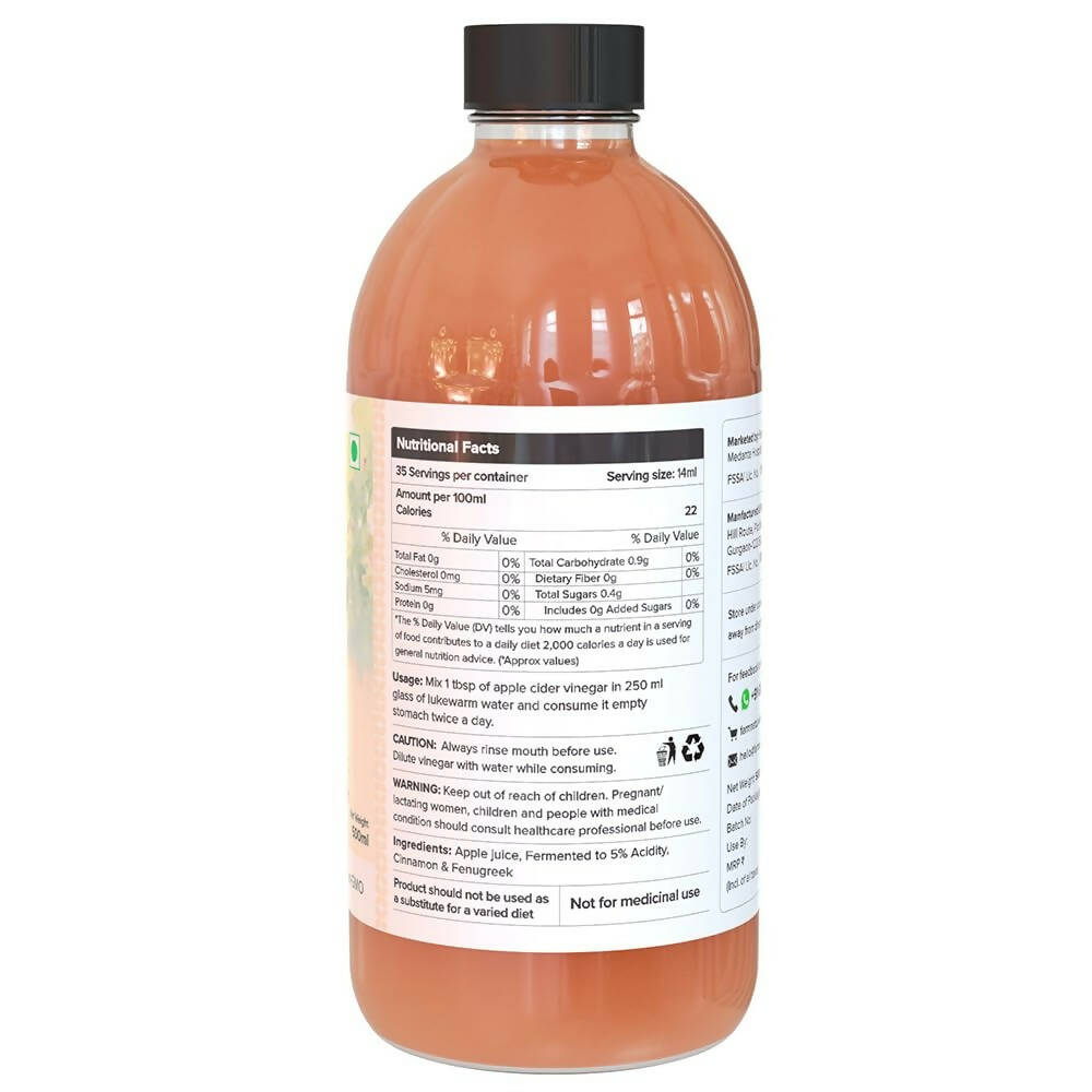 Farm Naturelle Organic Apple Cider Vinegar with Mother and Infused Cinnamon & Fenugreek 