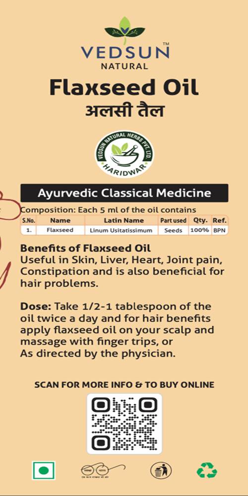 Vedsun Naturals Flax Seed Oil Alsi Ka Tel Pure Omega 3 Rich  Grab2Buy Vedsun Grab2Buy