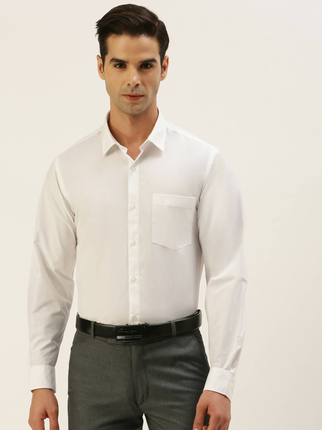 Ramraj Cotton Mens Full Sleeve Formal Poly Cotton White Shirt 
