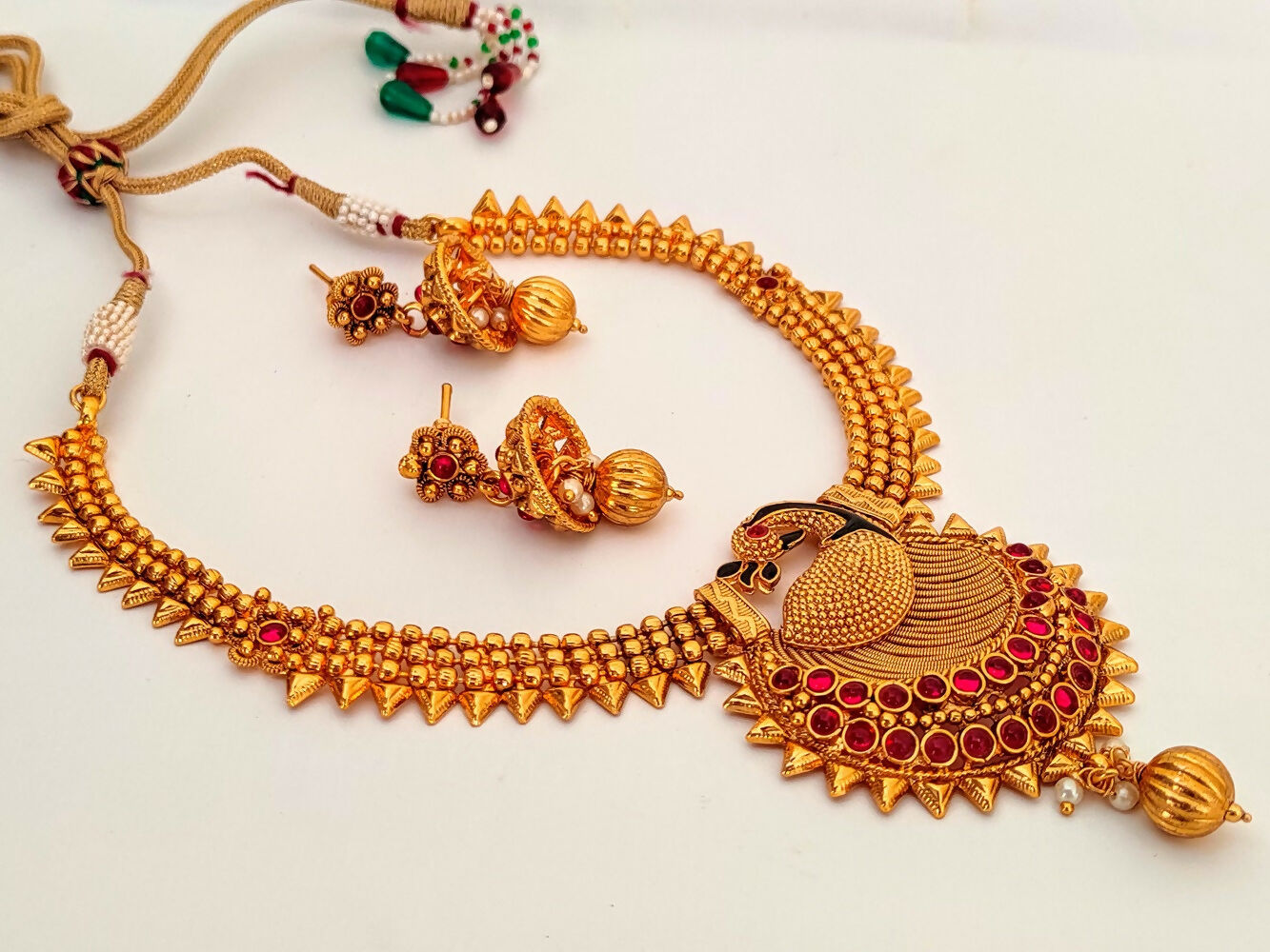 Pink kemp Peacock Necklace Set - Grab2buy