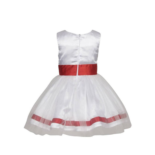 Asmaani Baby Girl's White Color Satin Knee Length Frock (AS-DRESS_22016) - Grab2buy