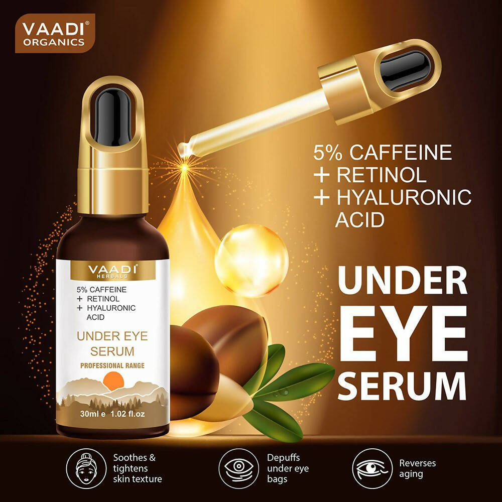 Vaadi Herbals Under Eye Serum With 5% Caffeine & Retinol & Hyaluronic Acid, Reduce Dark Circles, Reverse Aging  Grab2Buy Vaadi Herbals Grab2Buy