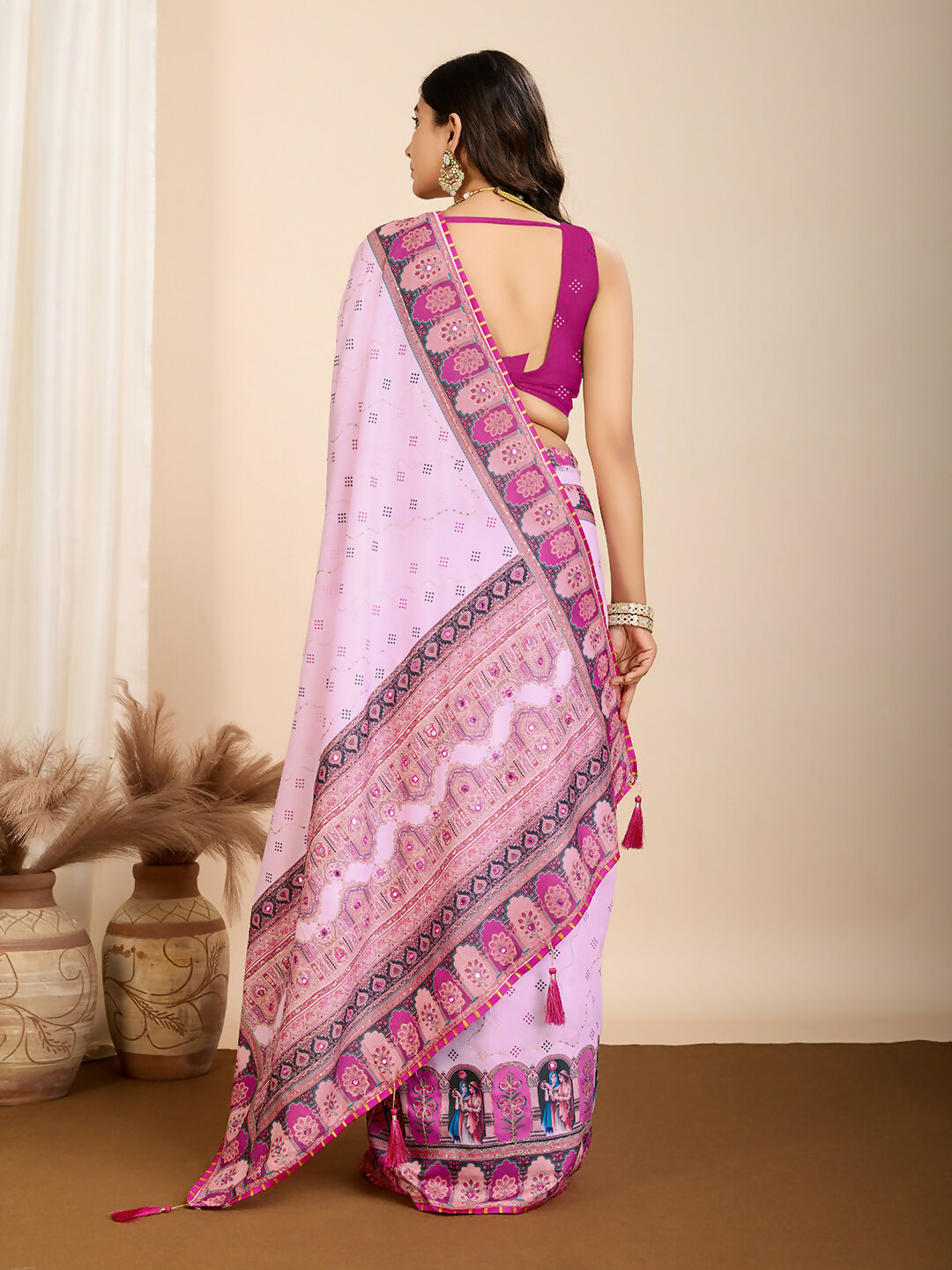 Purple Muslin Cotton Designer Digital Printed Saree - Lavisha