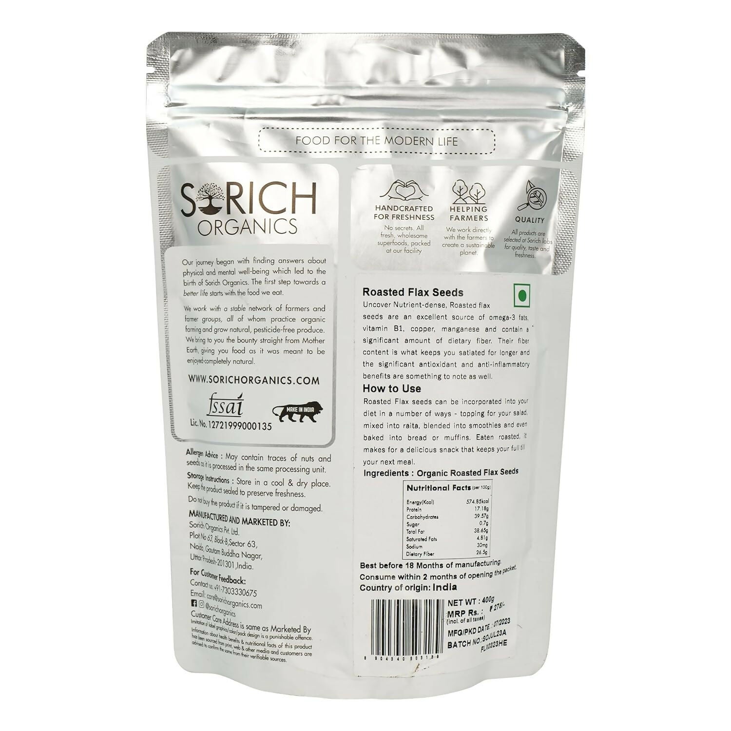 Sorich Organics Roasted Flax Seeds - Grab2buy