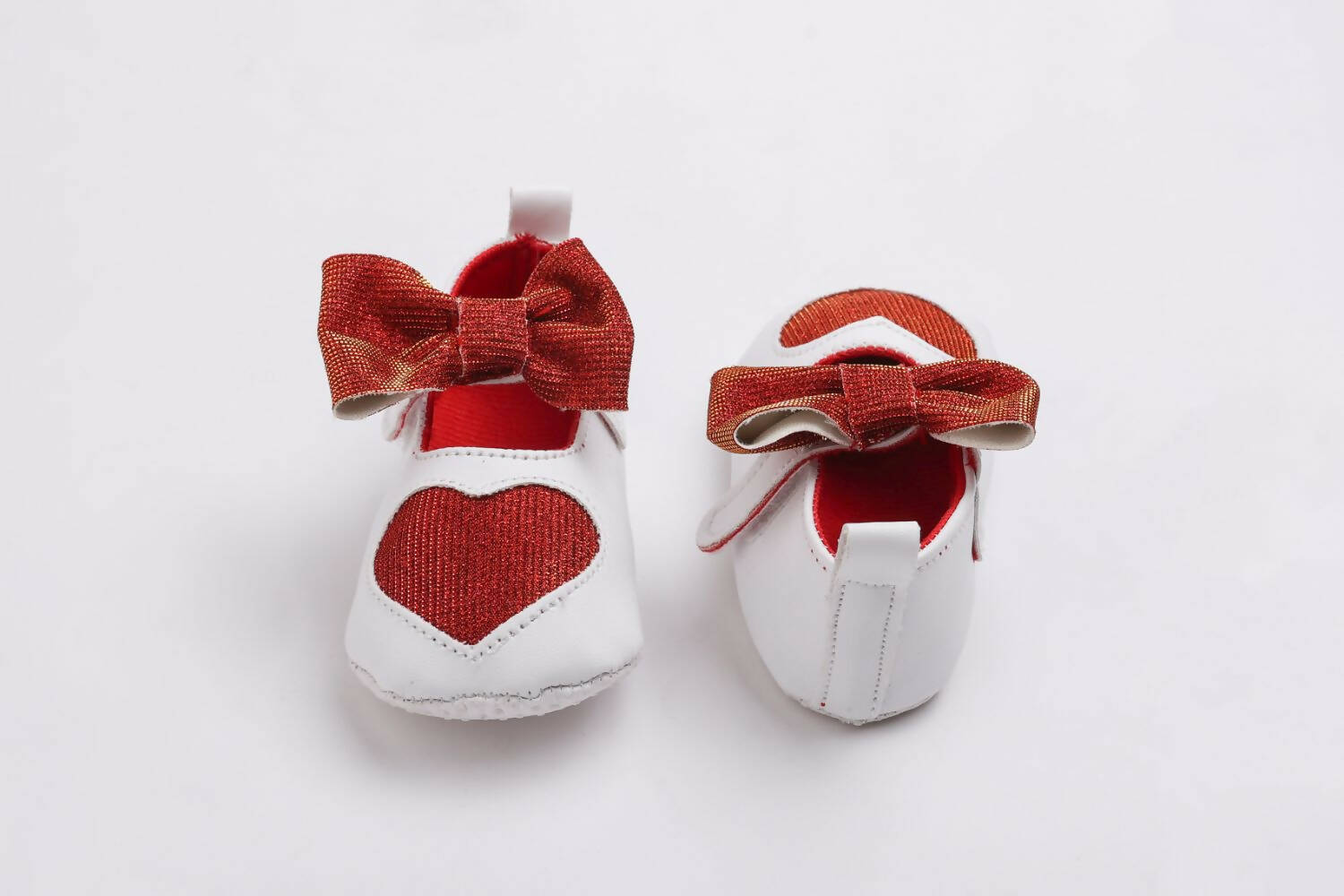 Tiny Bugs Girls Heart Bow Detailing Booties - White & Red  Grab2Buy Tiny Bugs Grab2Buy