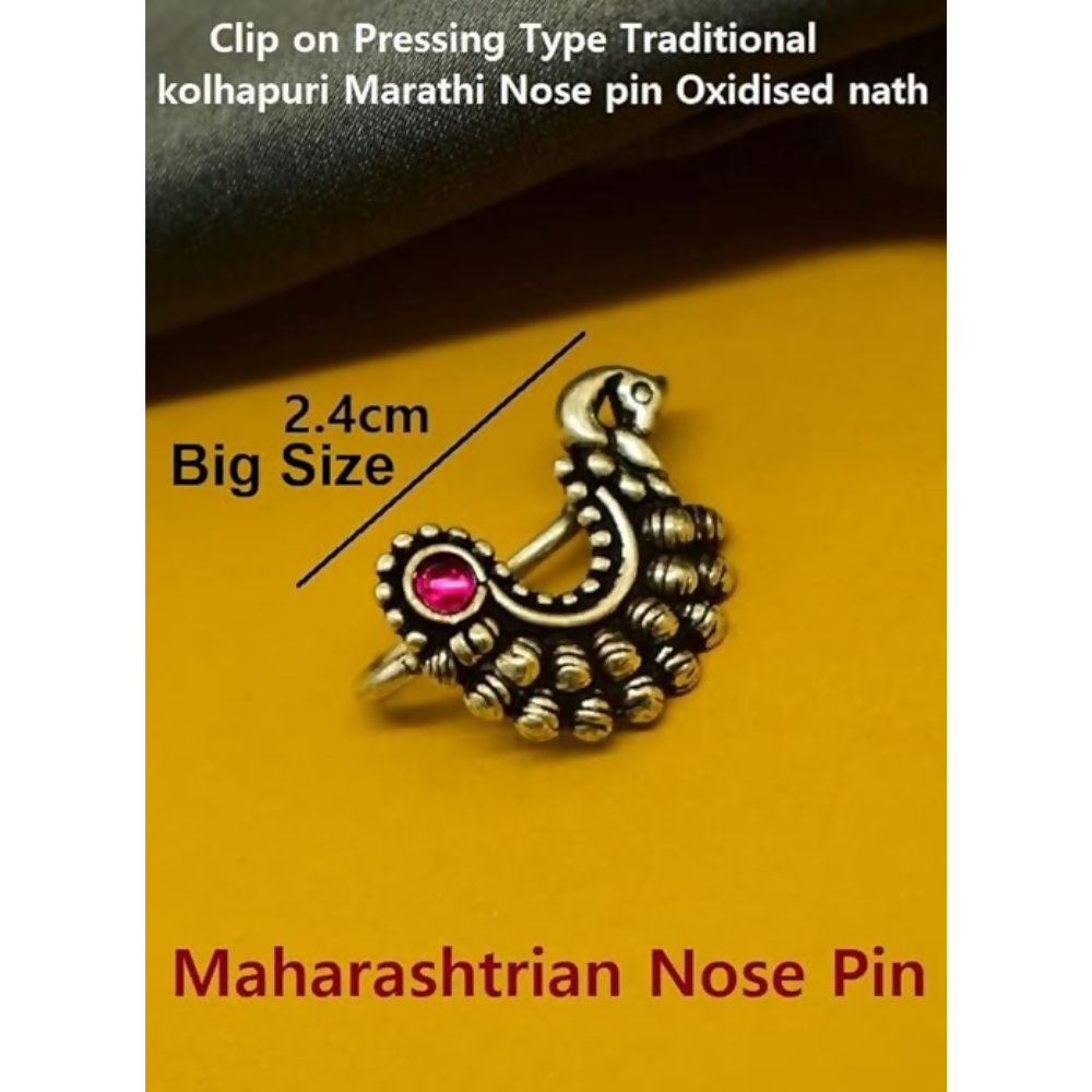 Thanu's Craft Maharashtrian Nath Clip on Marathi Nose ring without Piercing Oxidized nose Pin  Grab2Buy Generic Grab2Buy