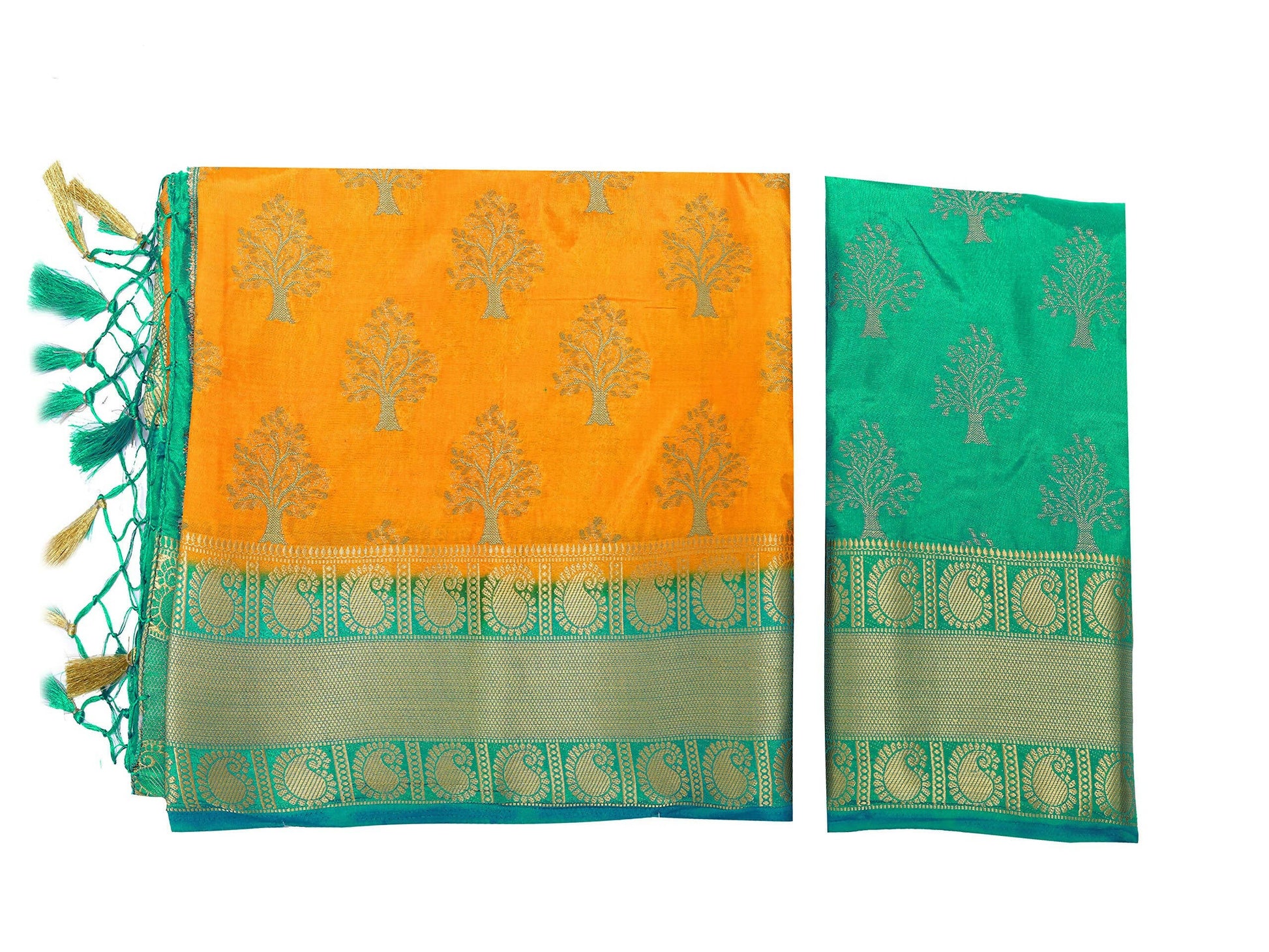 Mimosa Women's Gold Kanchipuram Silk Saree