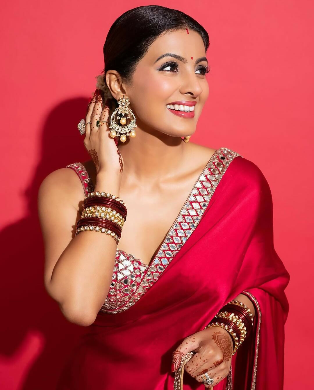 Joban Fashion Red Rangoli silk Party Wear Sarees